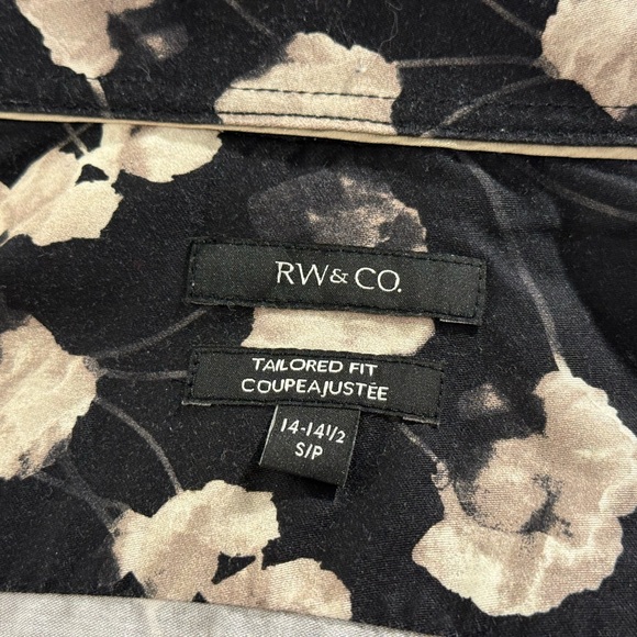 RW&CO. Black and Cream Floral Men's Shirt - Picture 3 of 4